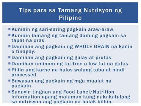 Ang kahalagahan ng tamang nutrisyon .